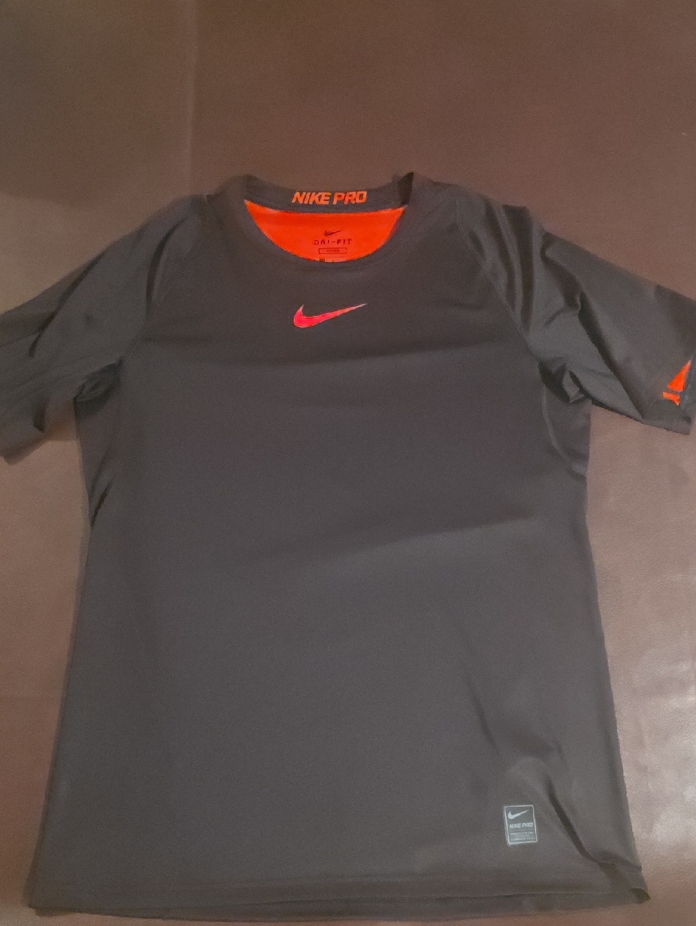 Nike Black Short Sleeve Dri-FIT Tee with Red Swoosh